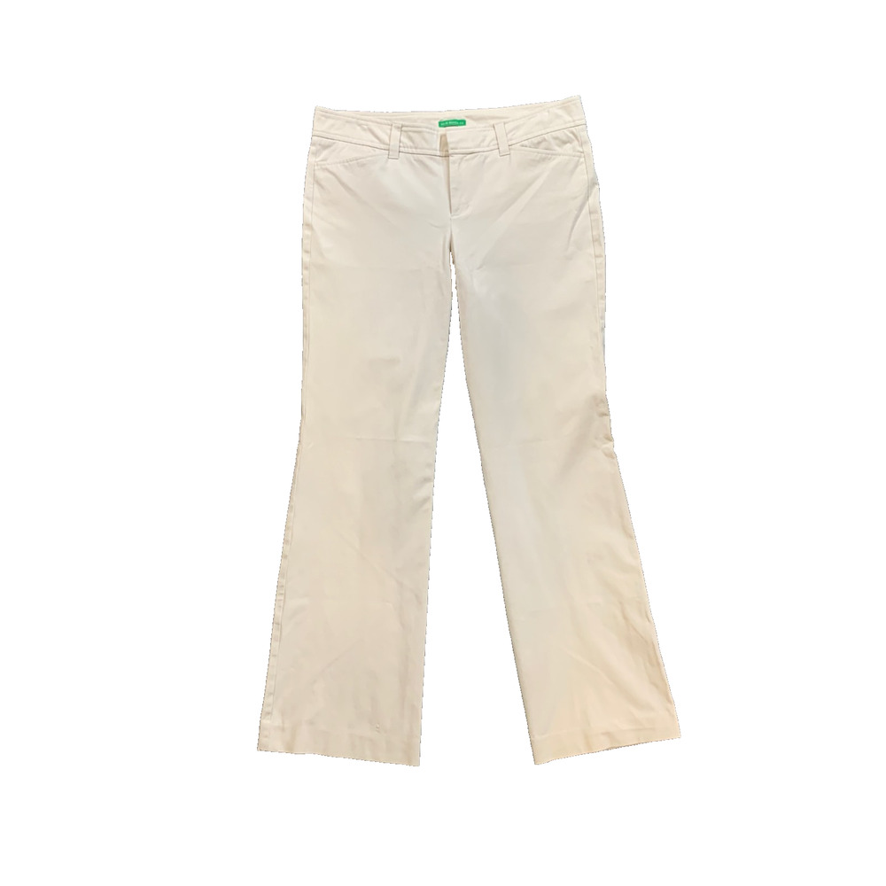 Lilly Pulitzer Jeans Women 8 Cream Palm Beach Fit Low Rise Flared Trouser Pocket